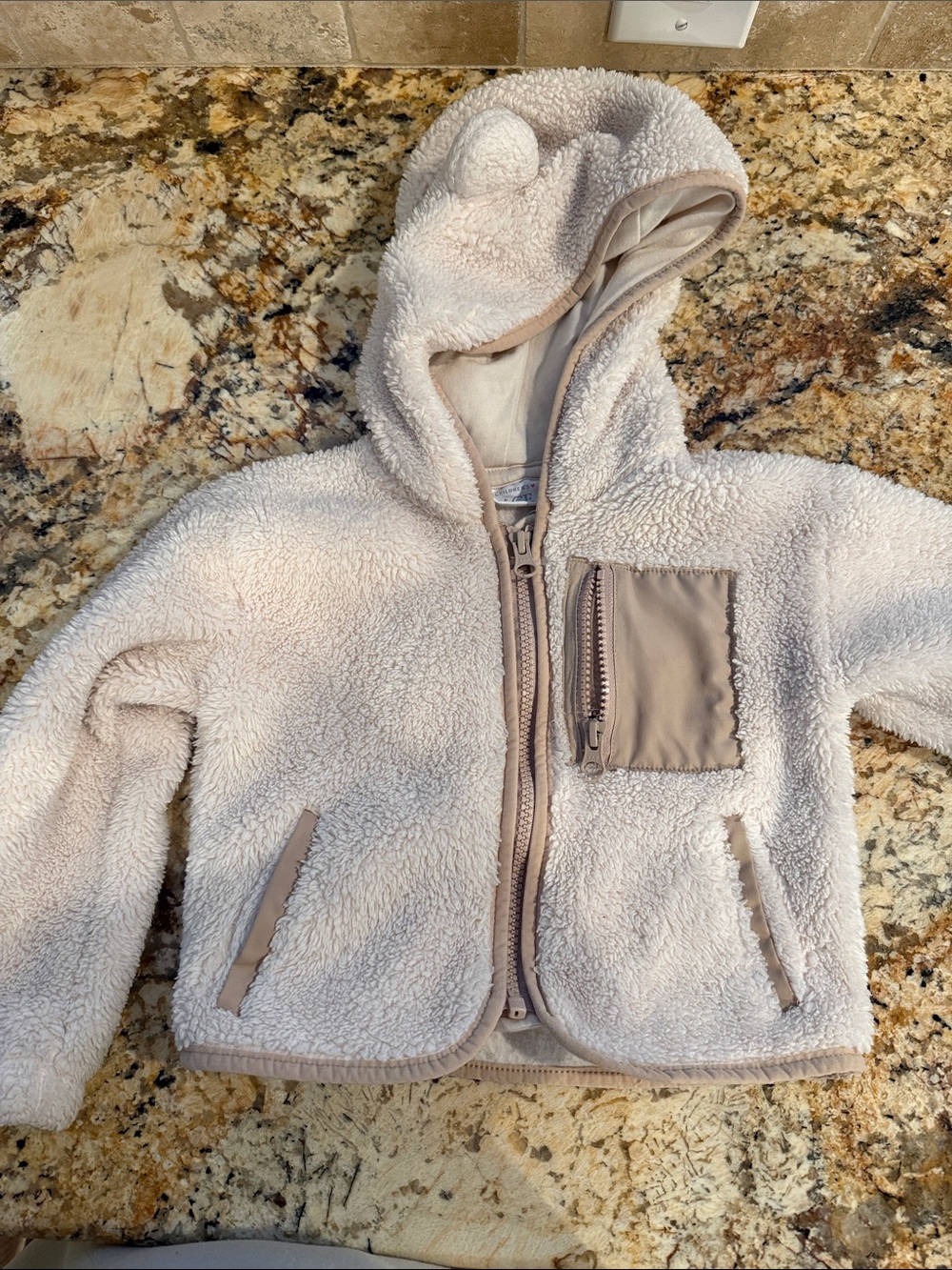 The Children's Place Cream Sherpa Zip Hoodie with Pocket